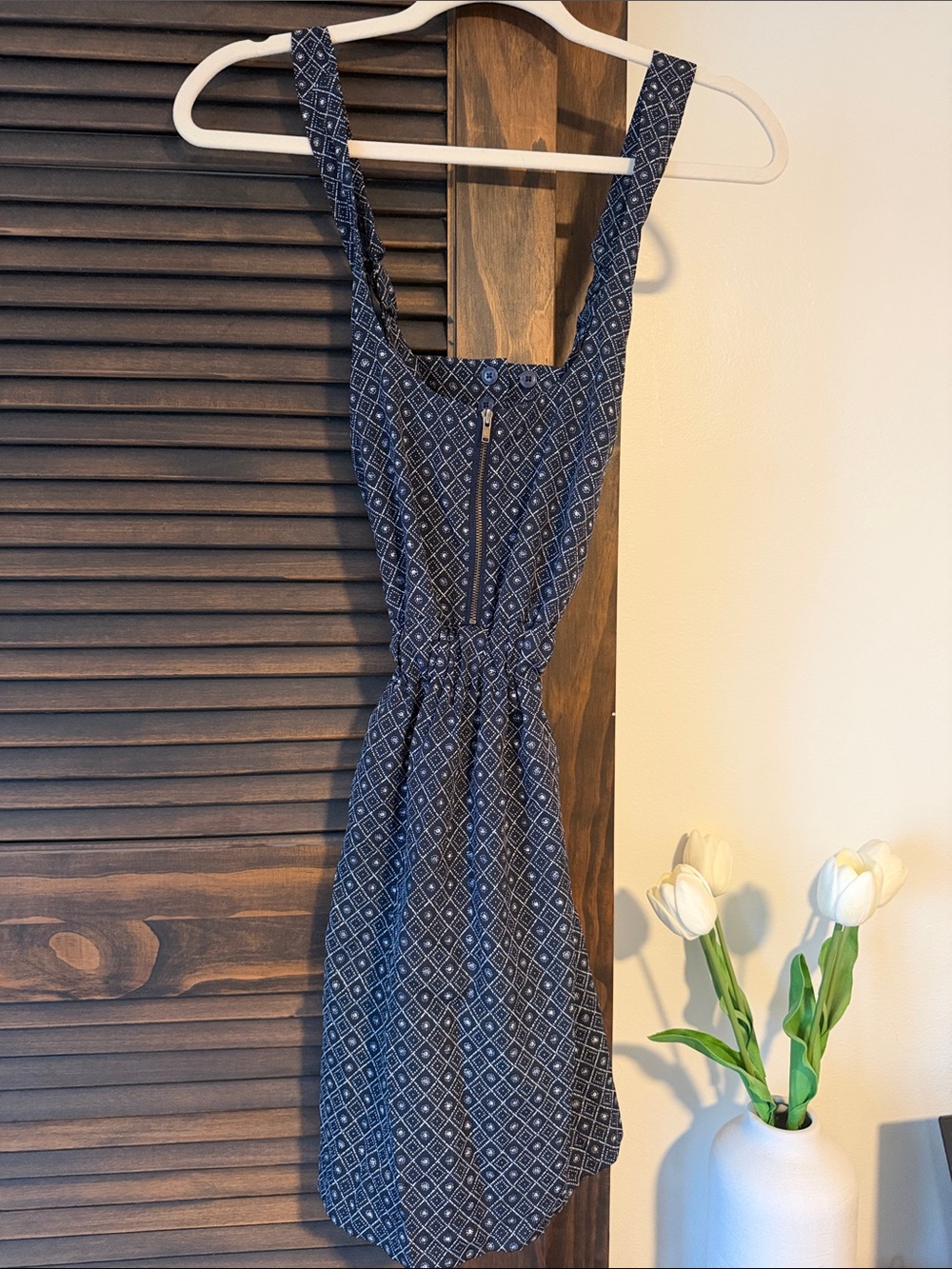 Guess by Marciano Navy Diamond-Print Sleeveless Mini Dress